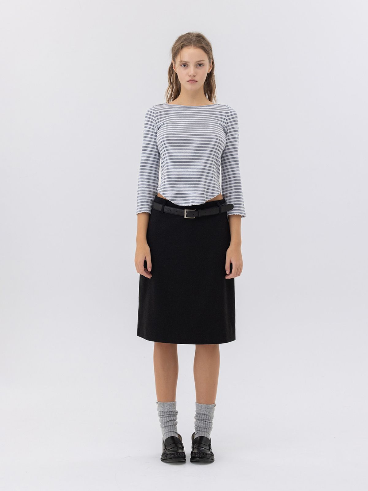 글로니(GLOWNY) G MONICA MIDI SKIRT (CHARCOAL)