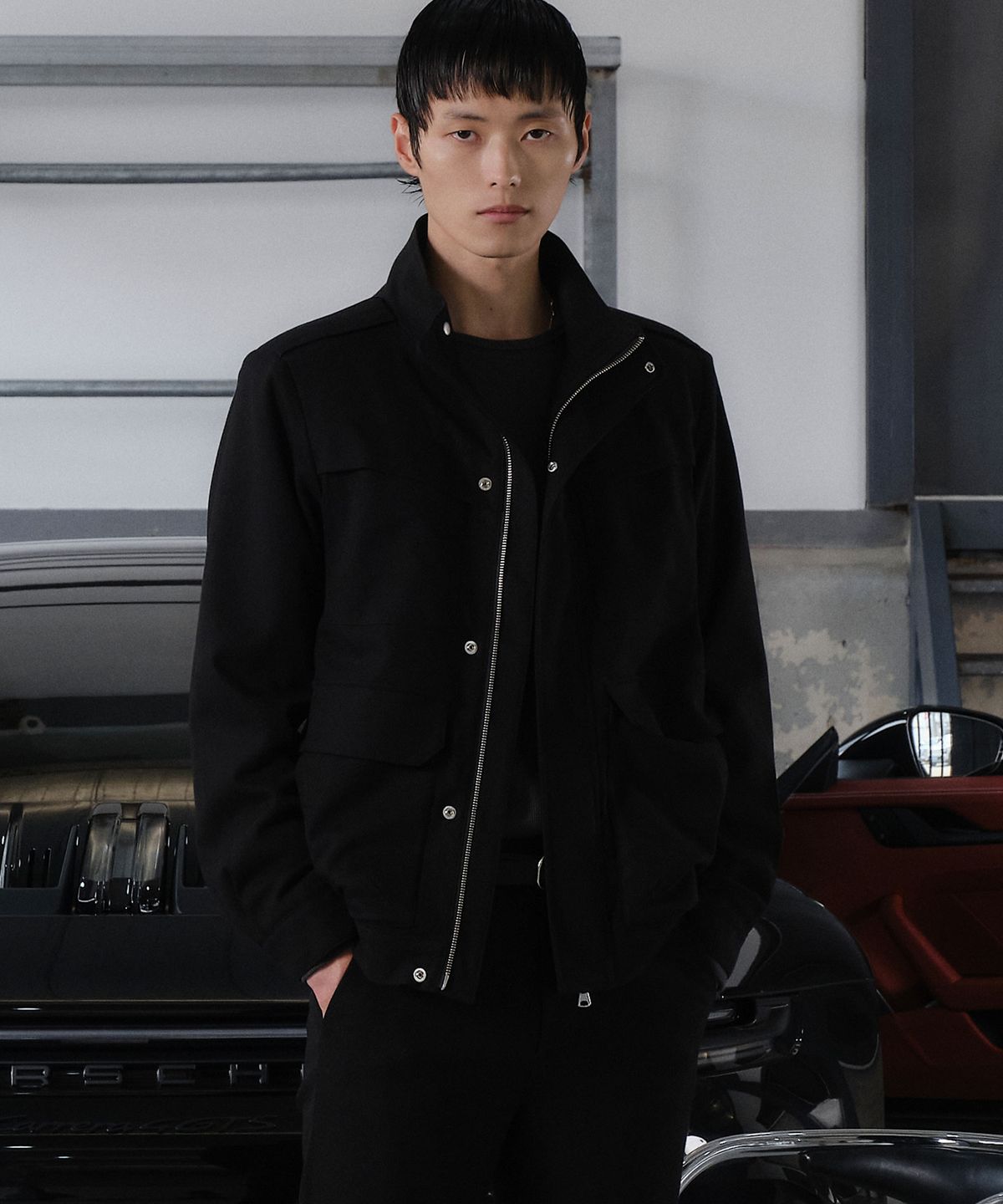 베른(VERN) LANE WOOL HERRINGBONE FIELD JACKET (BLACK)