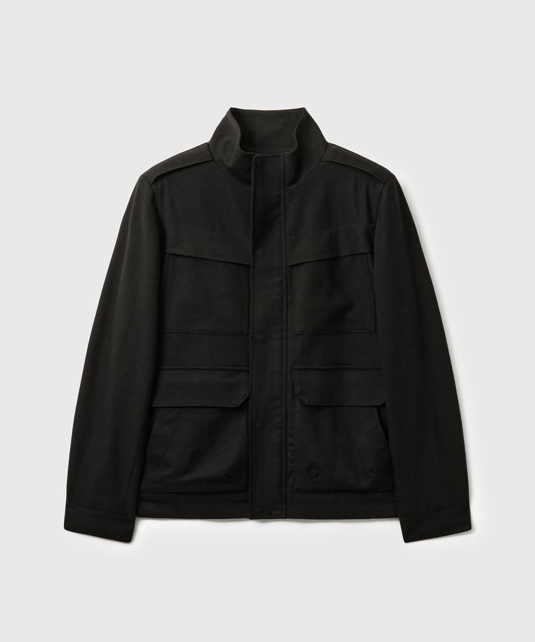 LANE WOOL HERRINGBONE FIELD JACKET (BLACK)