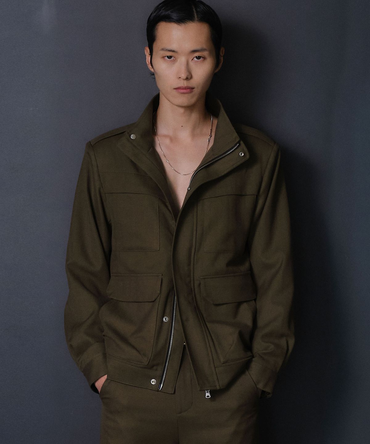 베른(VERN) LANE WOOL HERRINGBONE FIELD JACKET (KHAKI)