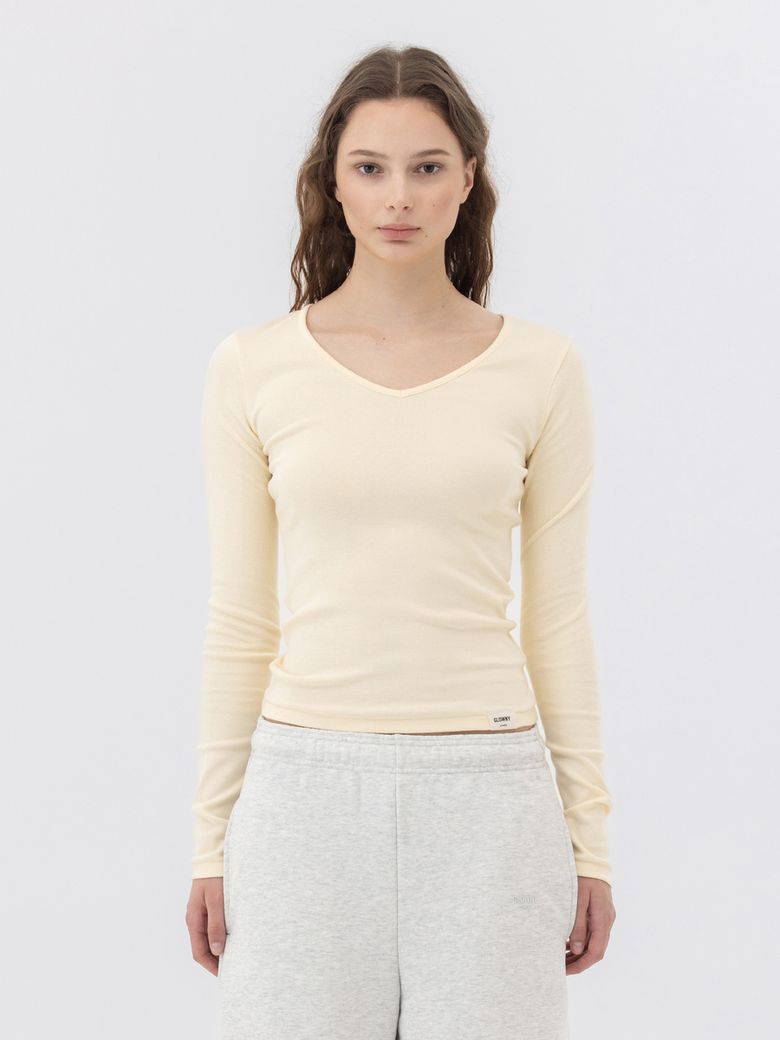 G CHARM V-NECK LONG SLEEVE (YELLOW)