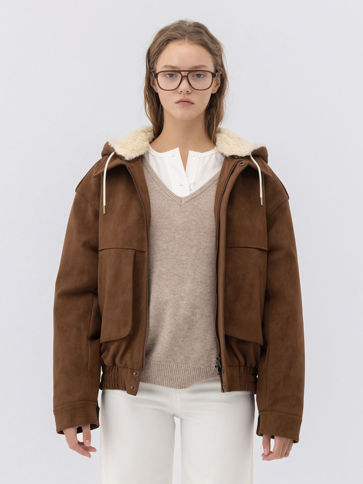 글로니(GLOWNY) G MATTE SUEDE JUMPER (BROWN)