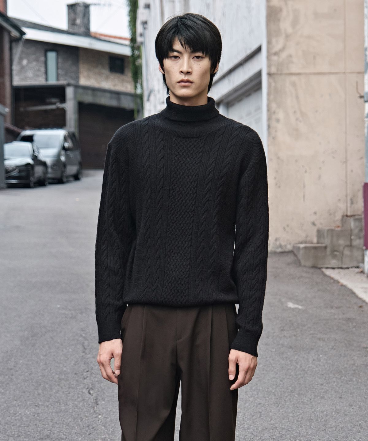에스티코(STCO) DIEMS 웜 케이블 터틀넥 니트_블랙 (클래식핏)_DKTXD73CSB