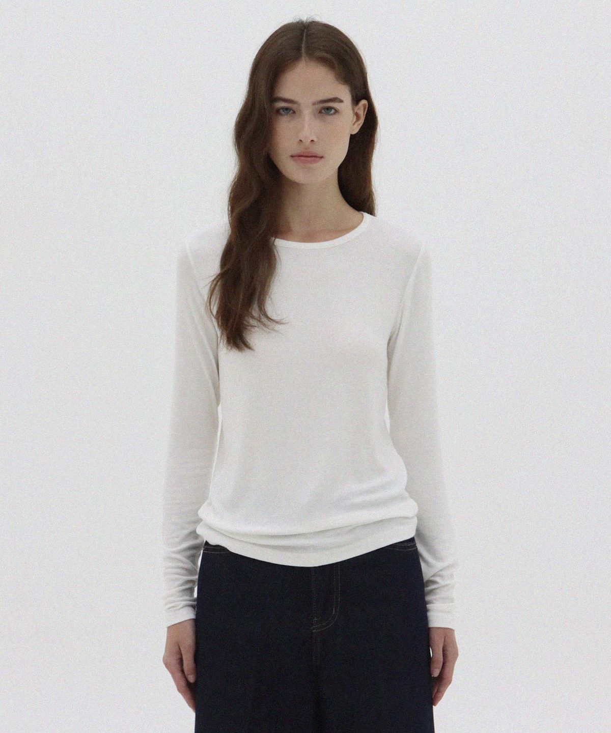 레이크스튜디오(LAKE STUDIO) Wide Neck Rib T-Shirt_Ivory