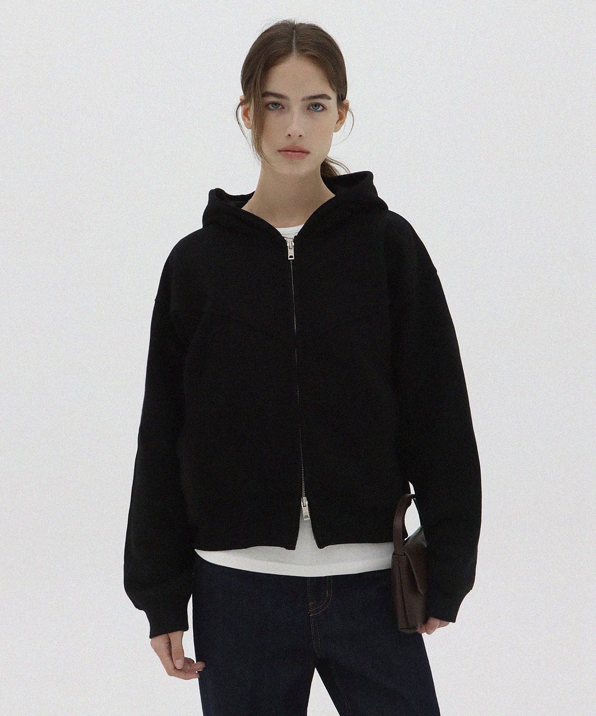 레이크스튜디오(LAKE STUDIO) Panelled Zip Hoodie Jacket_Black