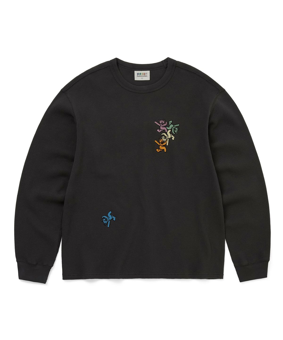 디스이즈네버댓(THISISNEVERTHAT) GD Ol Dancing Bears Waffle L/S Top Off Black
