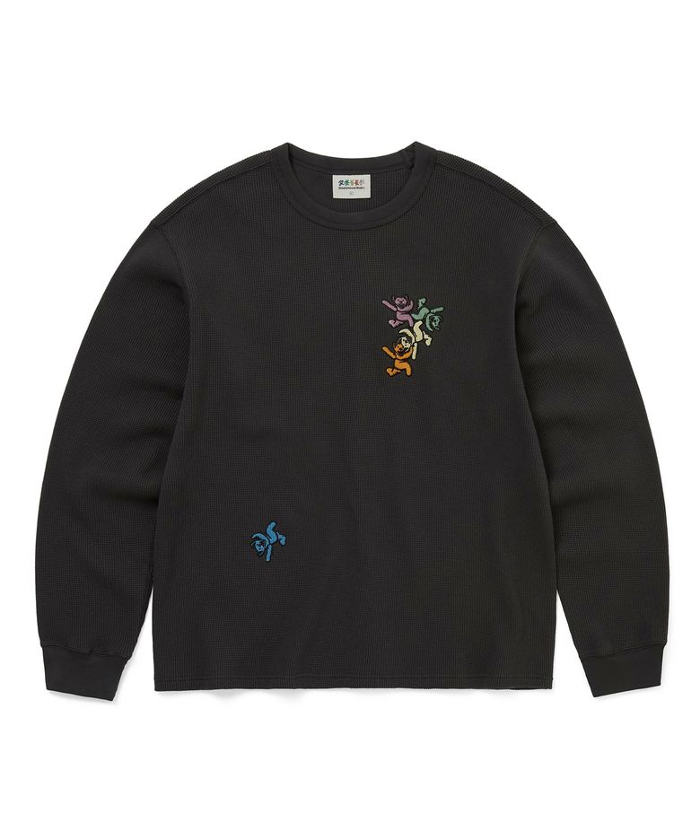 GD Ol Dancing Bears Waffle L/S Top Off Black