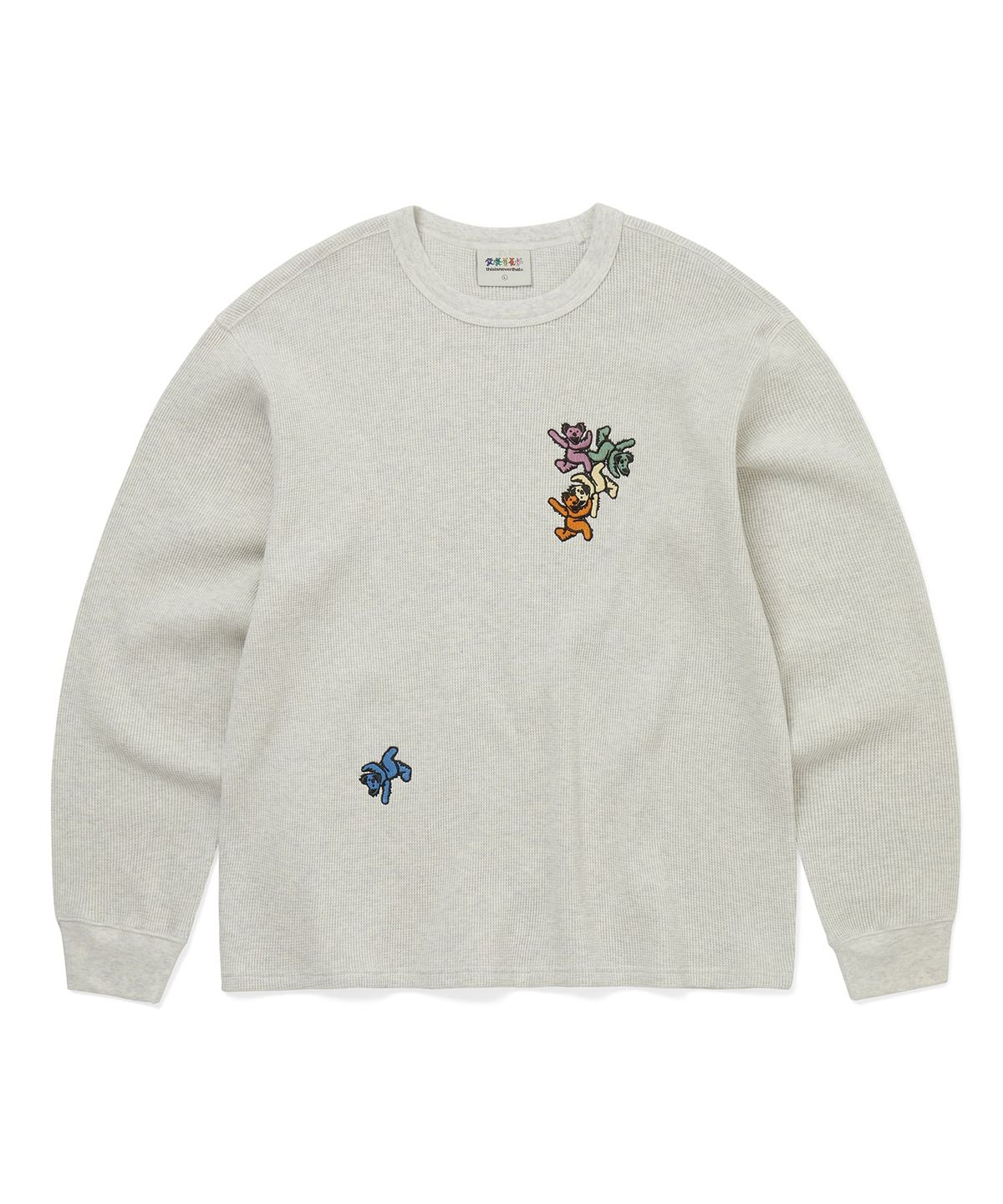 디스이즈네버댓(THISISNEVERTHAT) GD Ol Dancing Bears Waffle L/S Top Heather Grey