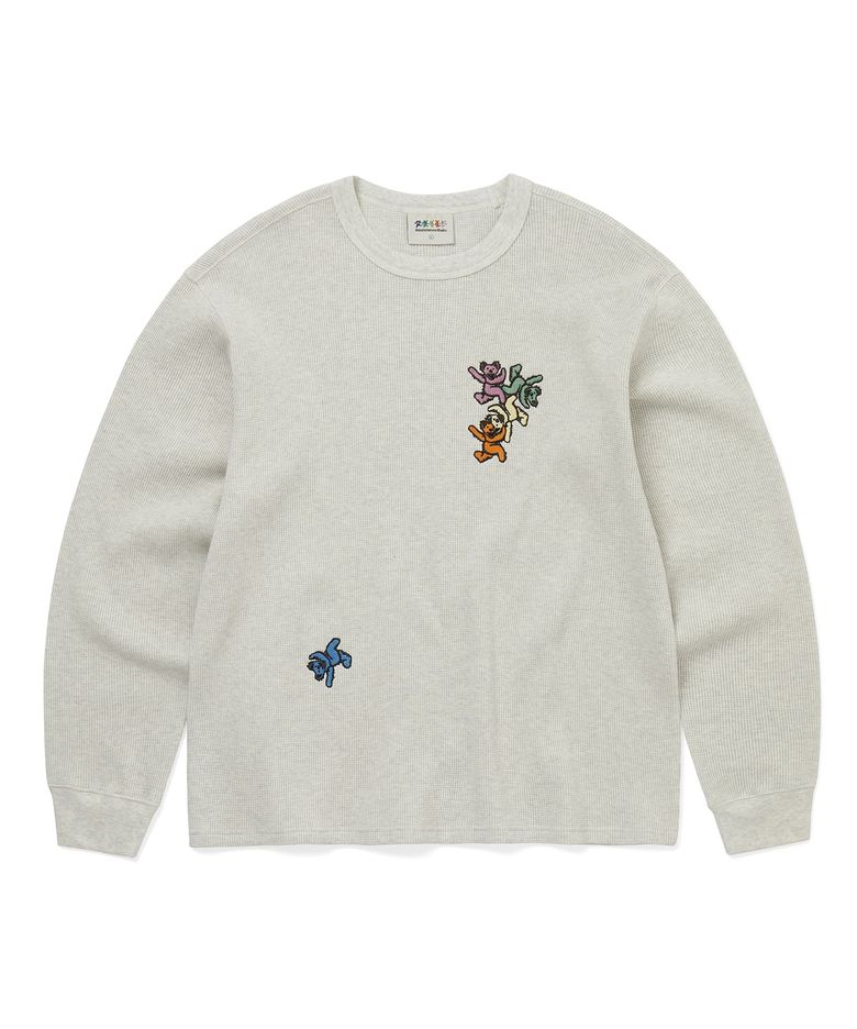 GD Ol Dancing Bears Waffle L/S Top Heather Grey