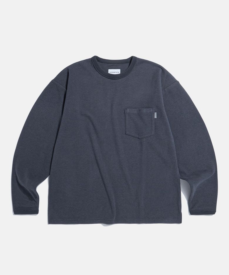 Stripe Fleece L/S Tee Navy