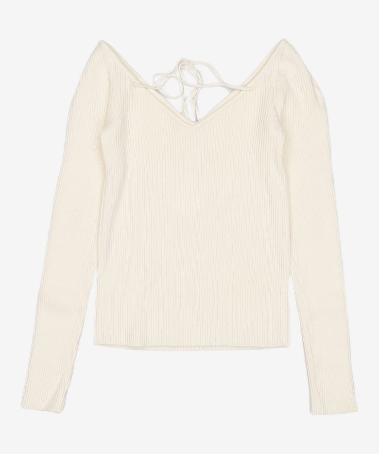 V NECK STRAP KNIT (ivory) XS