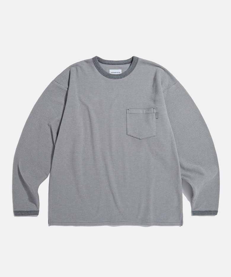 Stripe Fleece L/S Tee Grey
