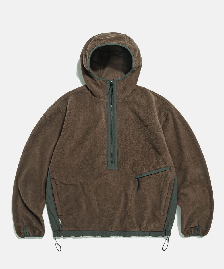 Expl. Fleece Pullover Anorak Brown Olive