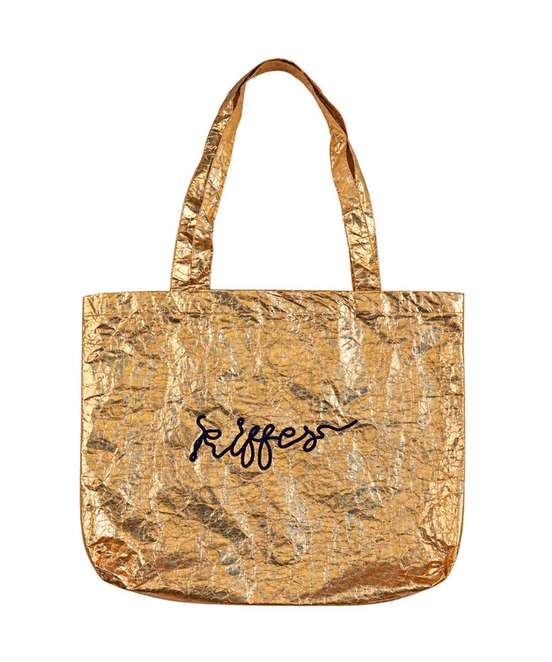 Logo Metallic Crushed Eco bag-gold