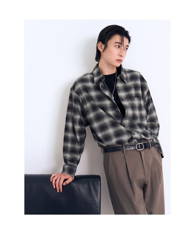 데일리 플란넬 체크 셔츠  블랙