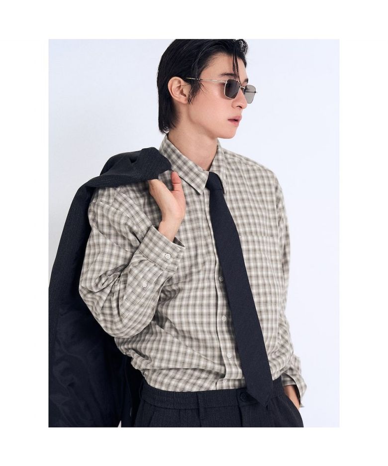 [인플루언서 PICK] 데일리 플란넬 체크 셔츠  베이지