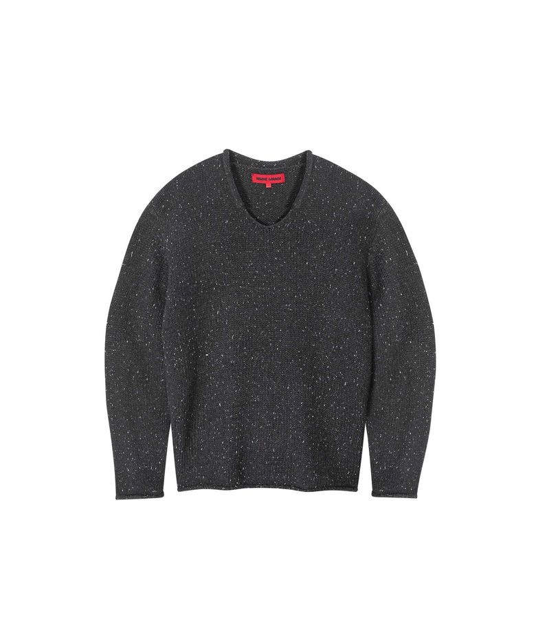 INSANE GRUNGE V-NECK KNIT_CHARCOAL