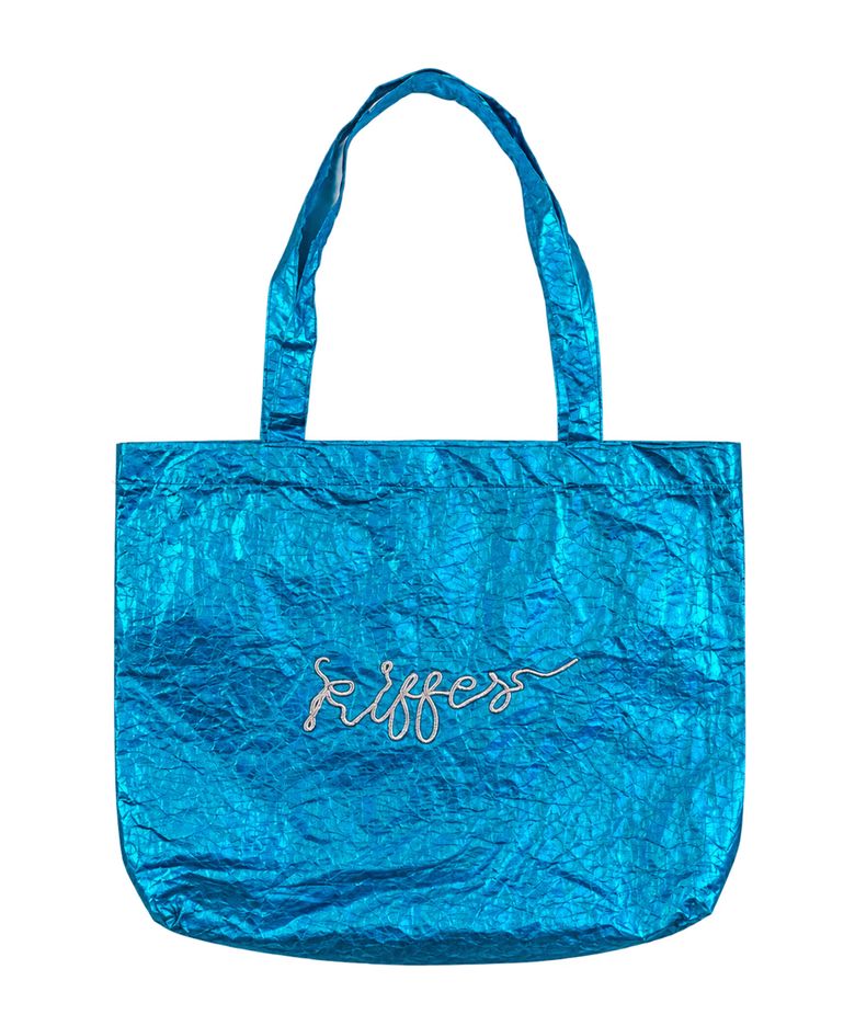 Logo Metallic Crushed Eco bag-blue