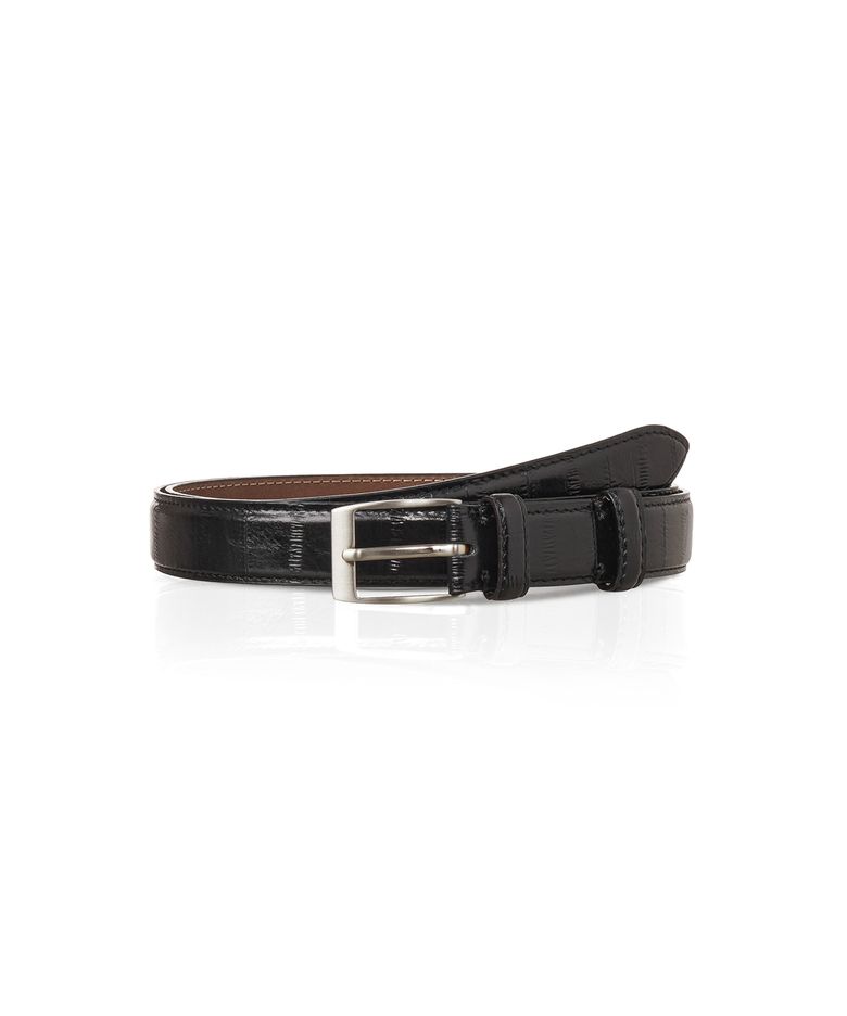 460 Eel Embossed Leather Belt - Black