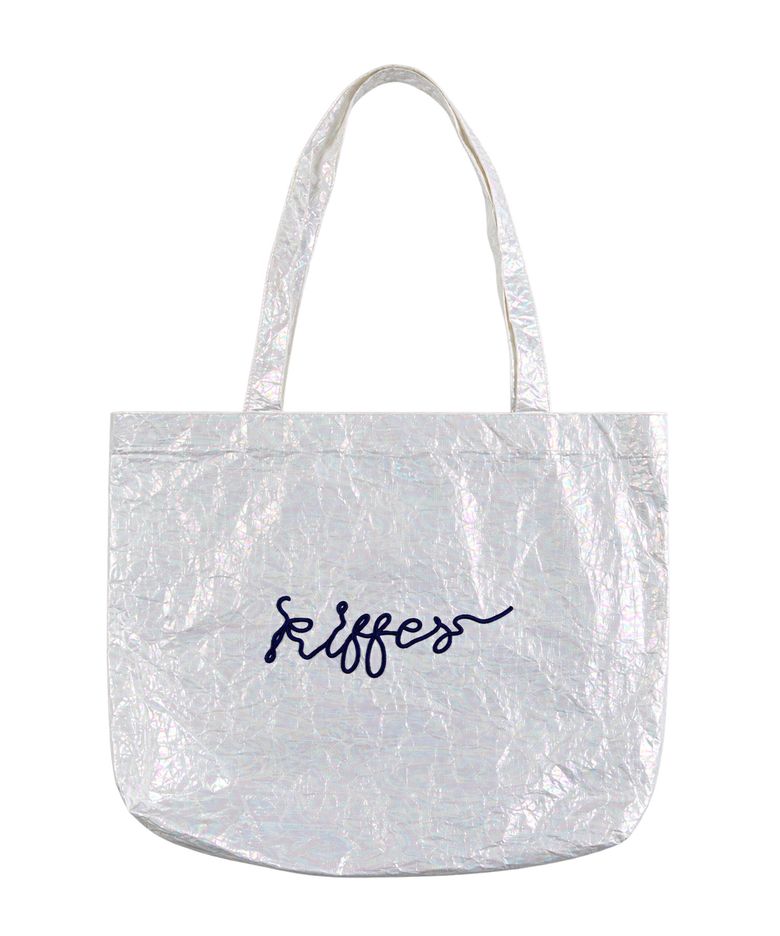 Logo Metallic Crushed Eco bag-white