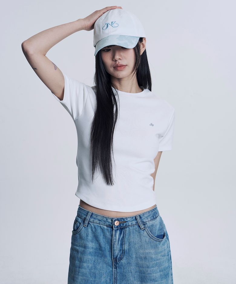 JNY 데님 남녀공용 캡모자 시그니처 듀얼 볼캡 스카이블루