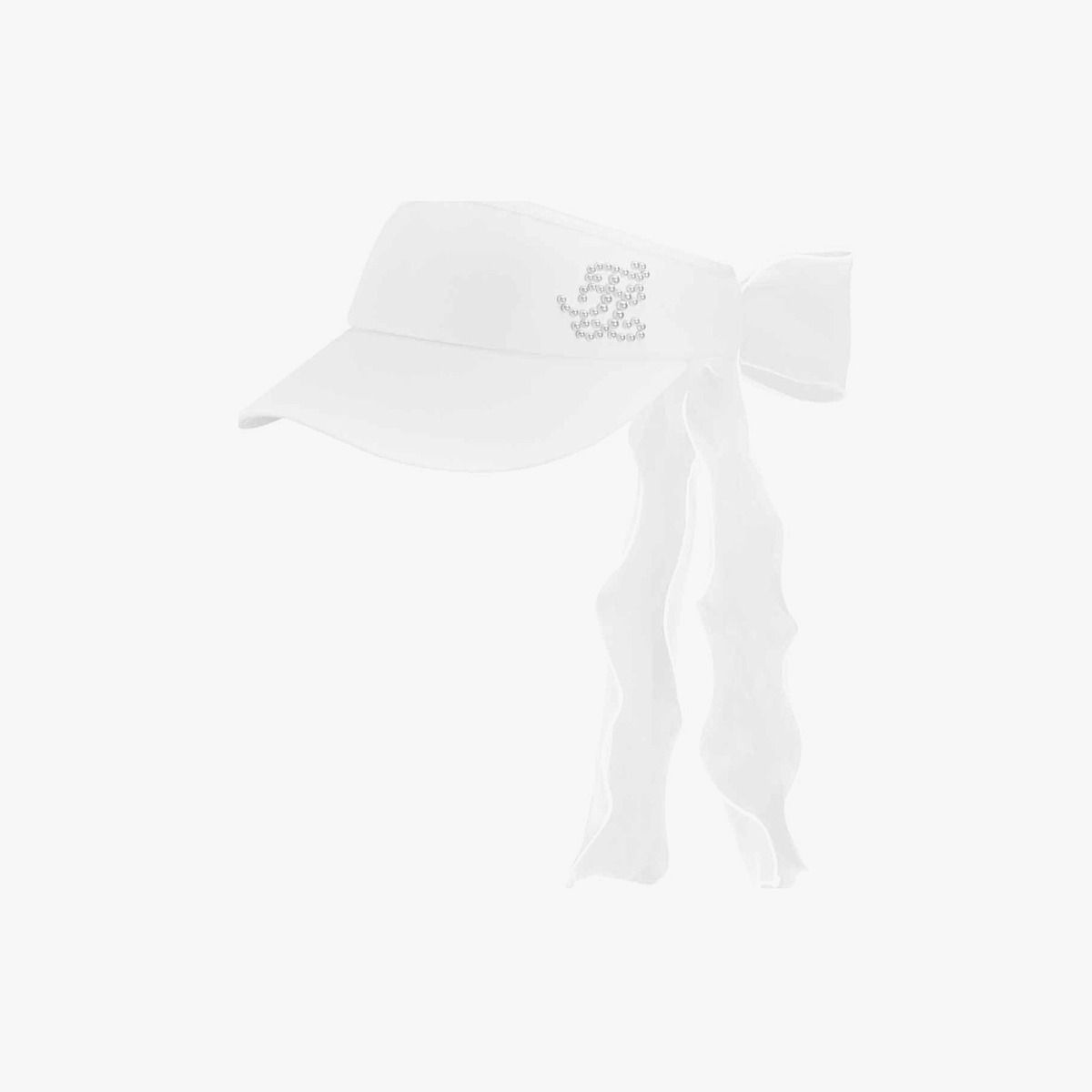 페어라이어 골프(FAIRLIAR GOLF) 리본 오간자 진주 바이저 (화이트)