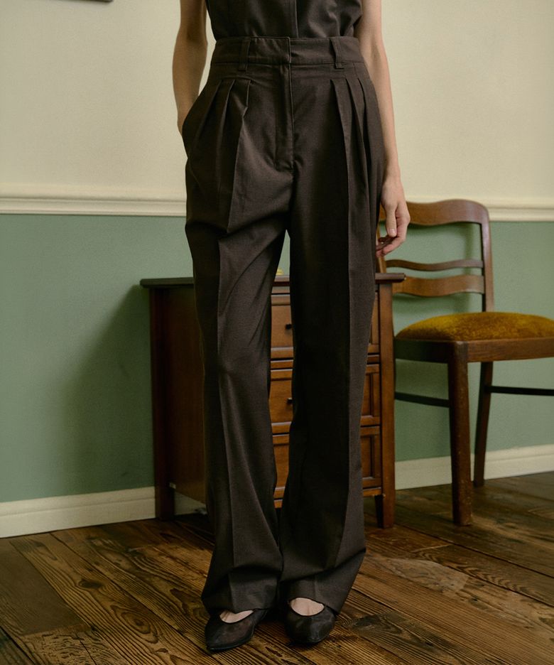 Chaee Wool Trousers [Dark Brown]