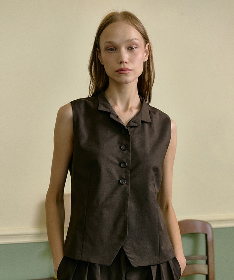 Chaee Wool Sleeveless [Dark Brown]