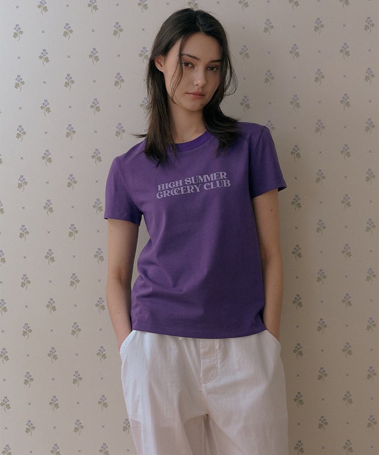 Vintage Print Grocery T-Shirt [Purple]