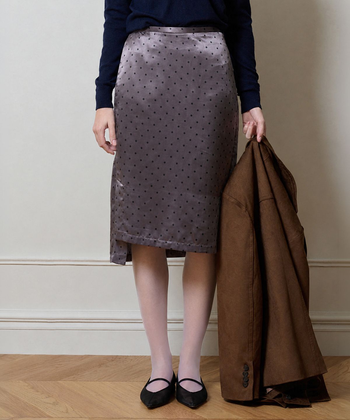 채이(CHAEE) Pencil Dot Skirt_Grey