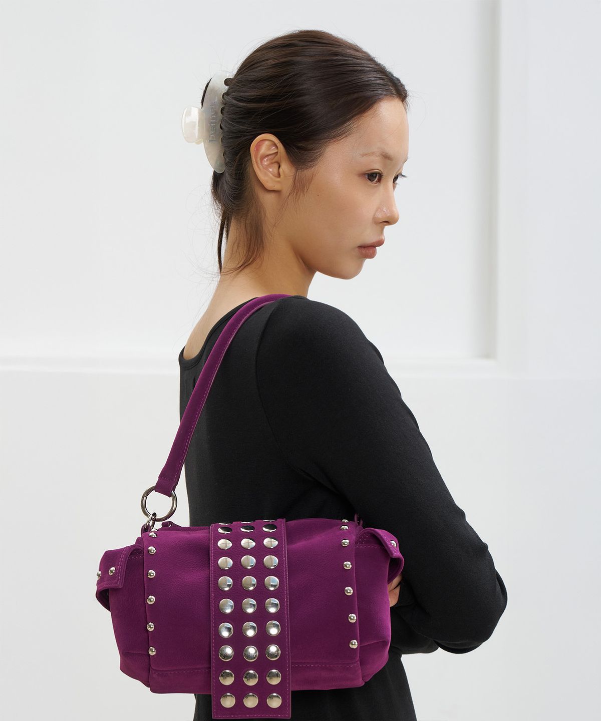 다이닛(DEINET) TWO-WAY STUD MINI BAG IN PURPLE
