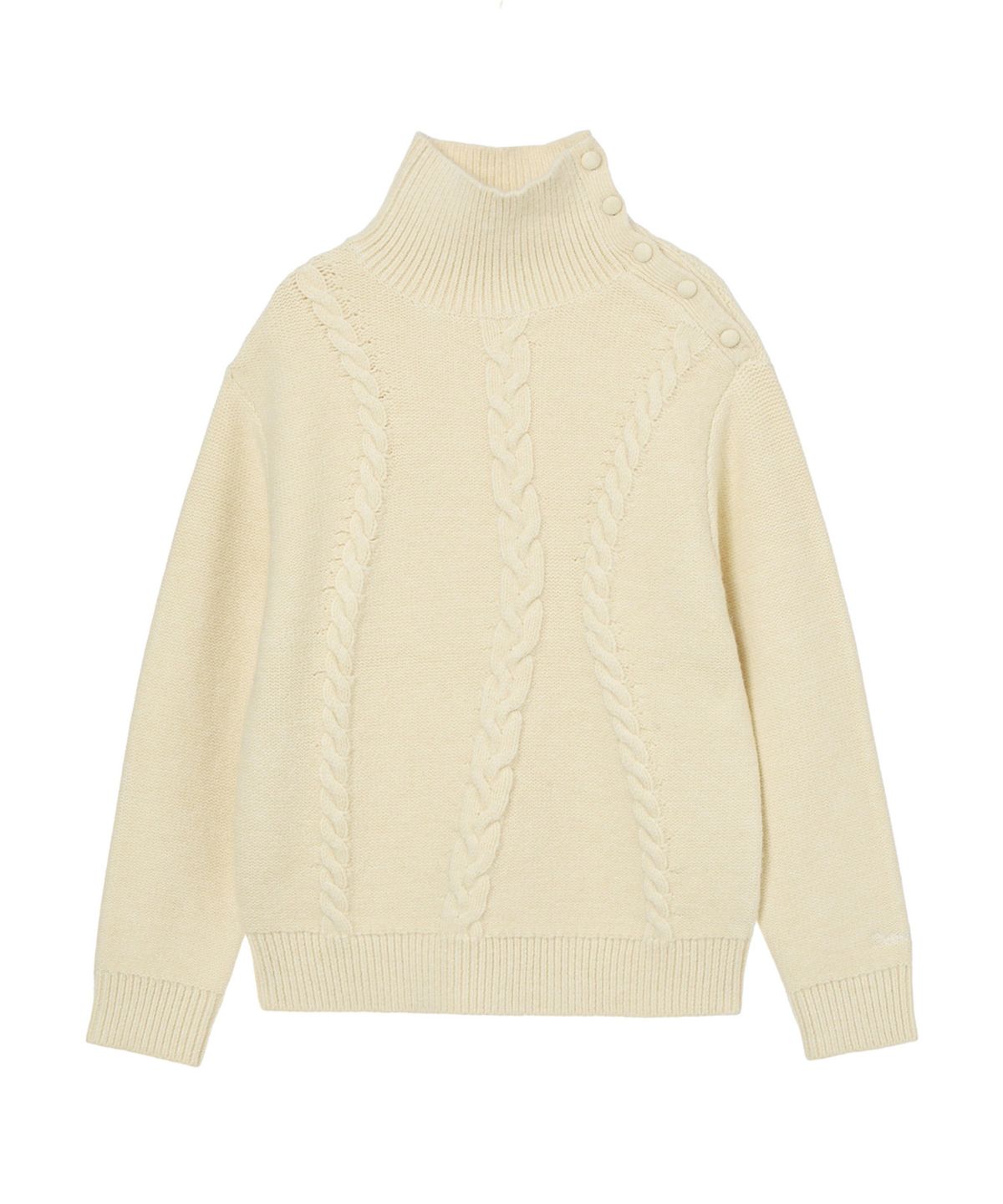 다이닛(DEINET) BUTTON HIGH-NECK TWIST KNIT IN IVORY