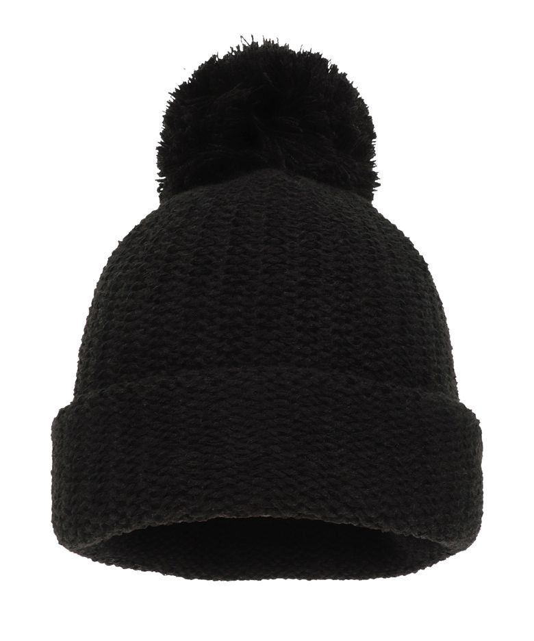 KNIT POMPOM BEANIE (BLACK)