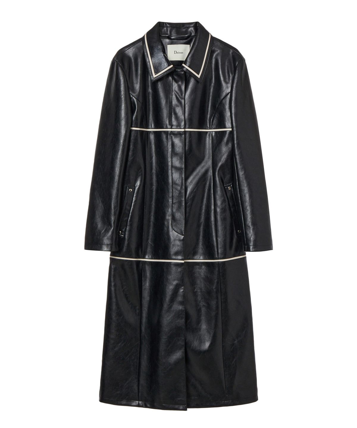 다이닛(DEINET) FAUX LEATHER CONTRAST JACKET IN BLACK