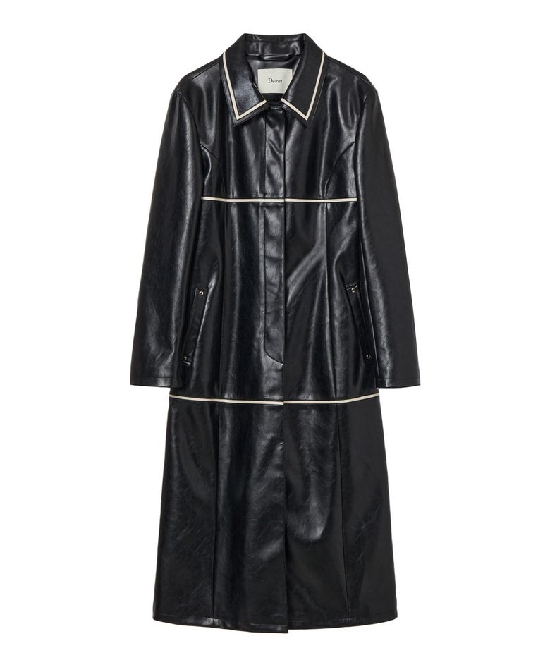 FAUX LEATHER CONTRAST JACKET IN BLACK