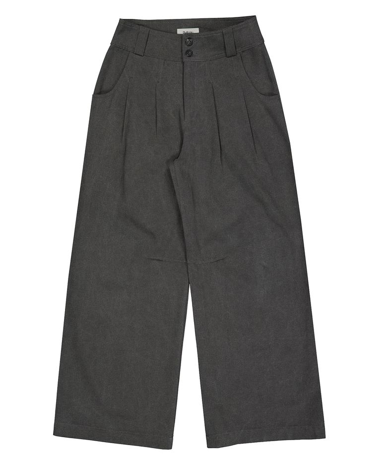 BUTTON PINTUCK WIDE PANTS (GRAY)