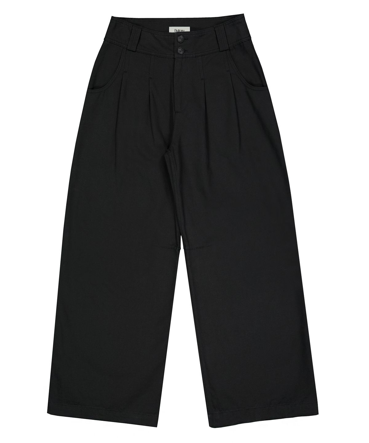 버터니(BUTTONY) BUTTON PINTUCK WIDE PANTS (BLACK)