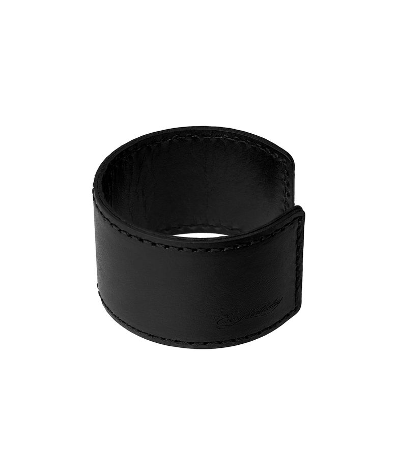 Lock leather bangle Black