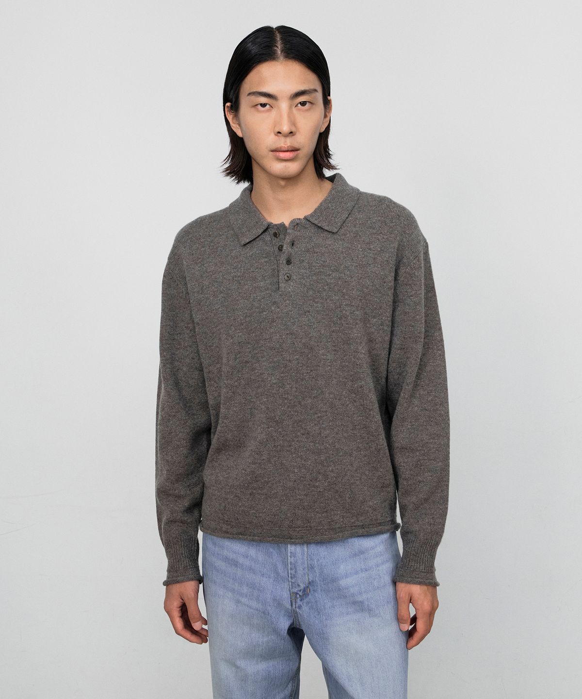 호이테(HEUTE) ROAN PURE WOOL COLLARED KNIT (BROWN)