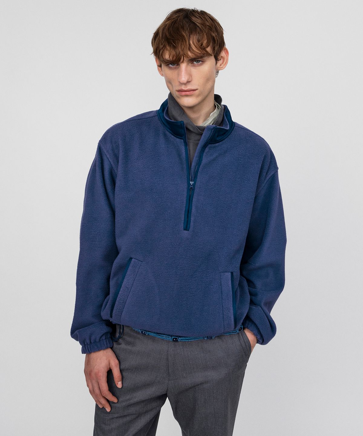 호이테(HEUTE) BLAKE FLEECE HALF ZIP PULLOVER (BLUE)