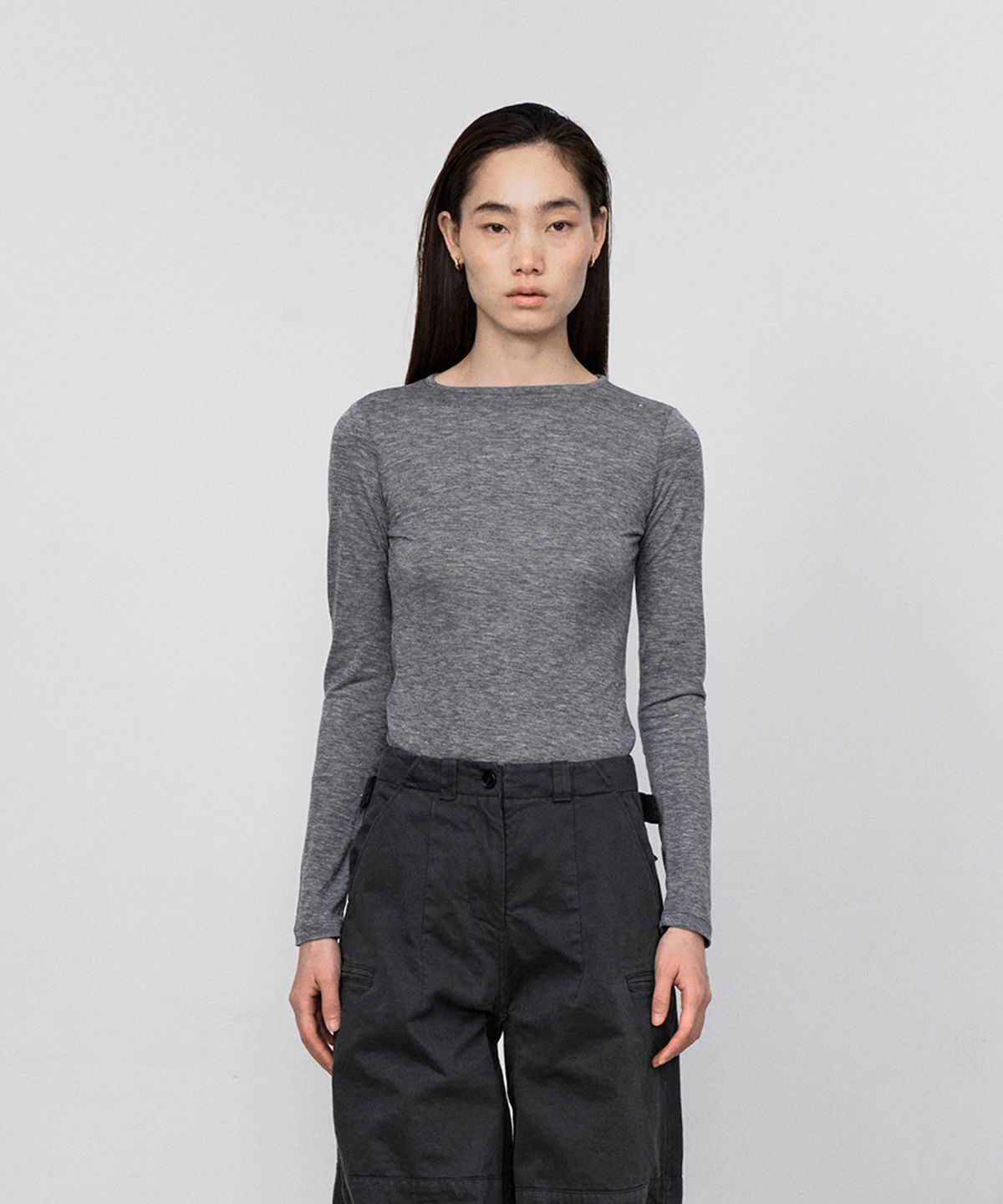 호이테(HEUTE) KIRIN WOOL BLEND STRETCH TEE (GREY)