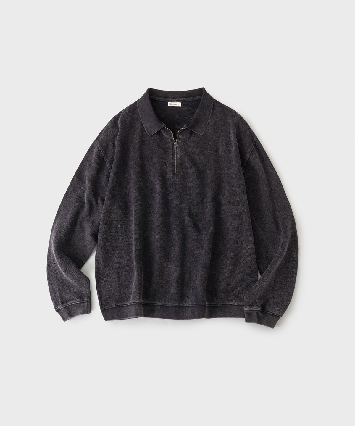 핸즈 엔드(HANDS END) Vintage Half-Zip Sweat Shirt Washed Black