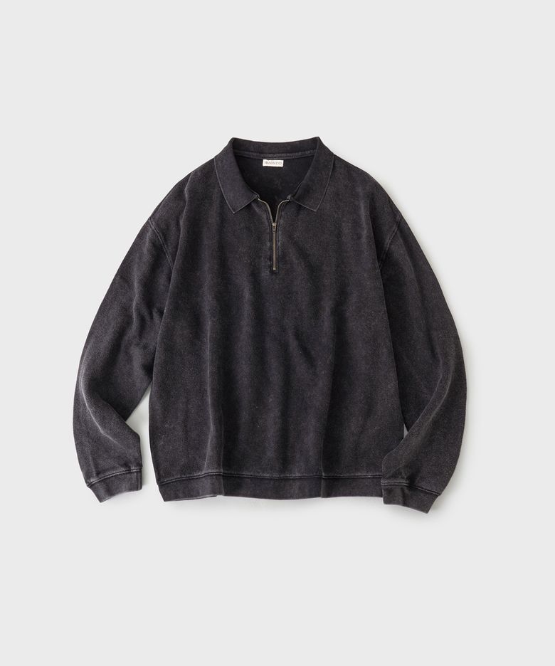Vintage Half-Zip Sweat Shirt Washed Black