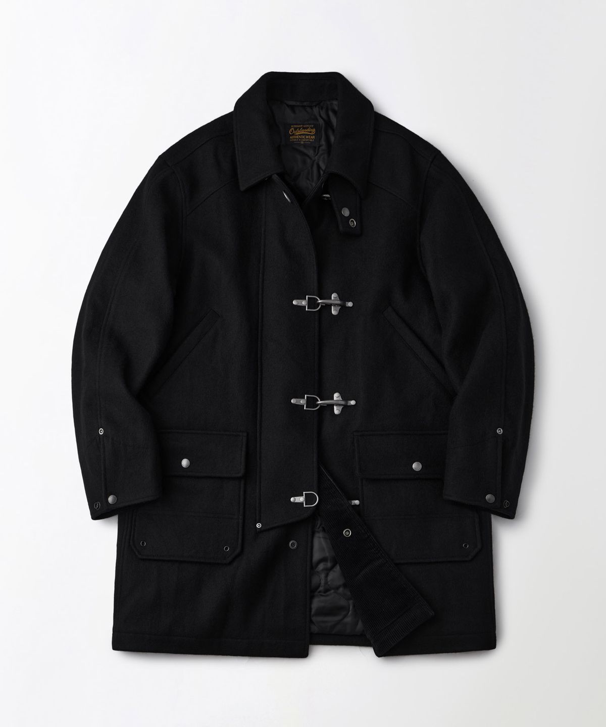아웃스탠딩(OUTSTANDING) MELTON WOOL FIREMAN COAT_BLACK