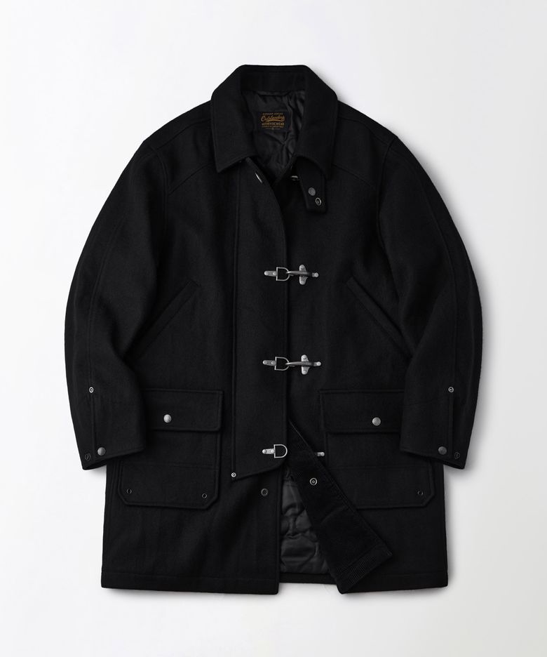 MELTON WOOL FIREMAN COAT_BLACK