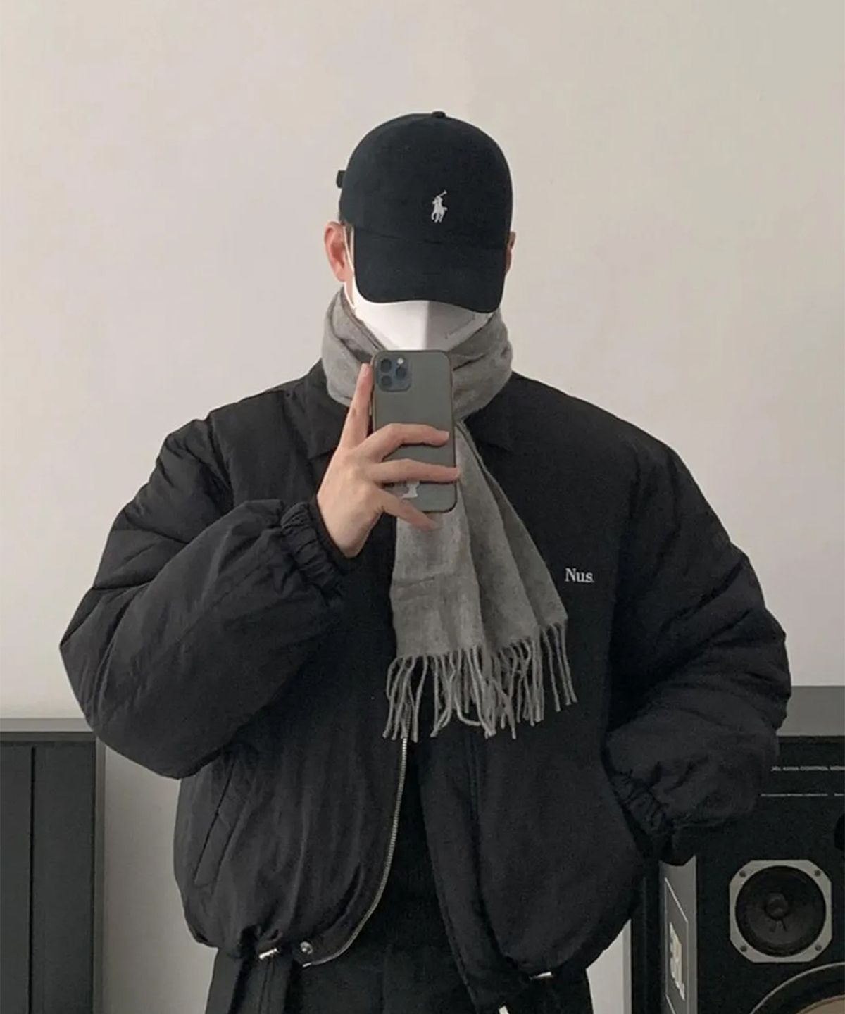 너스(NUS) YEI Logo Padding Jacket (black)