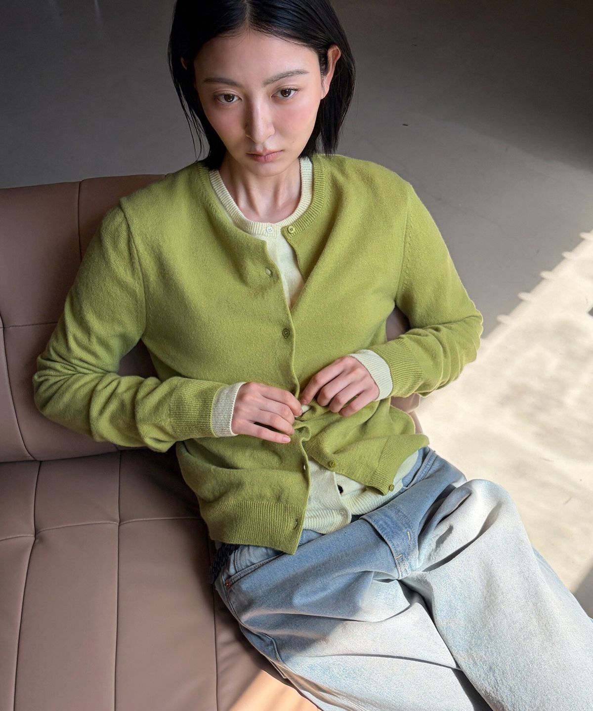크래키(KRAKKI) [Women] Lambswool Knit Cardigan_Olive Green [KR266PWG901]