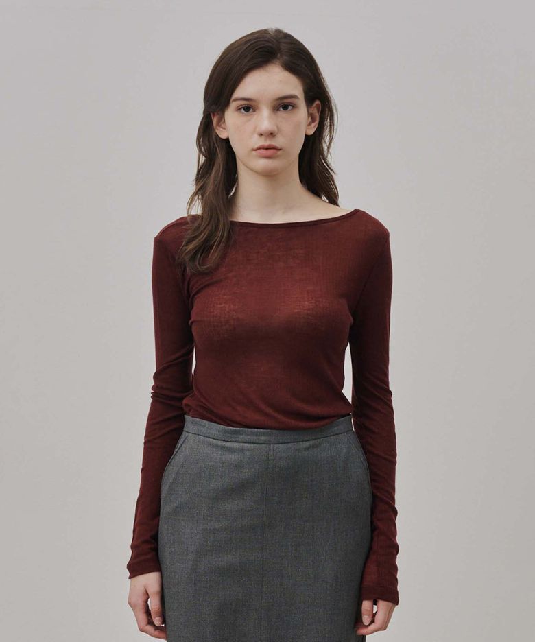 boat neck T (Burgundy)