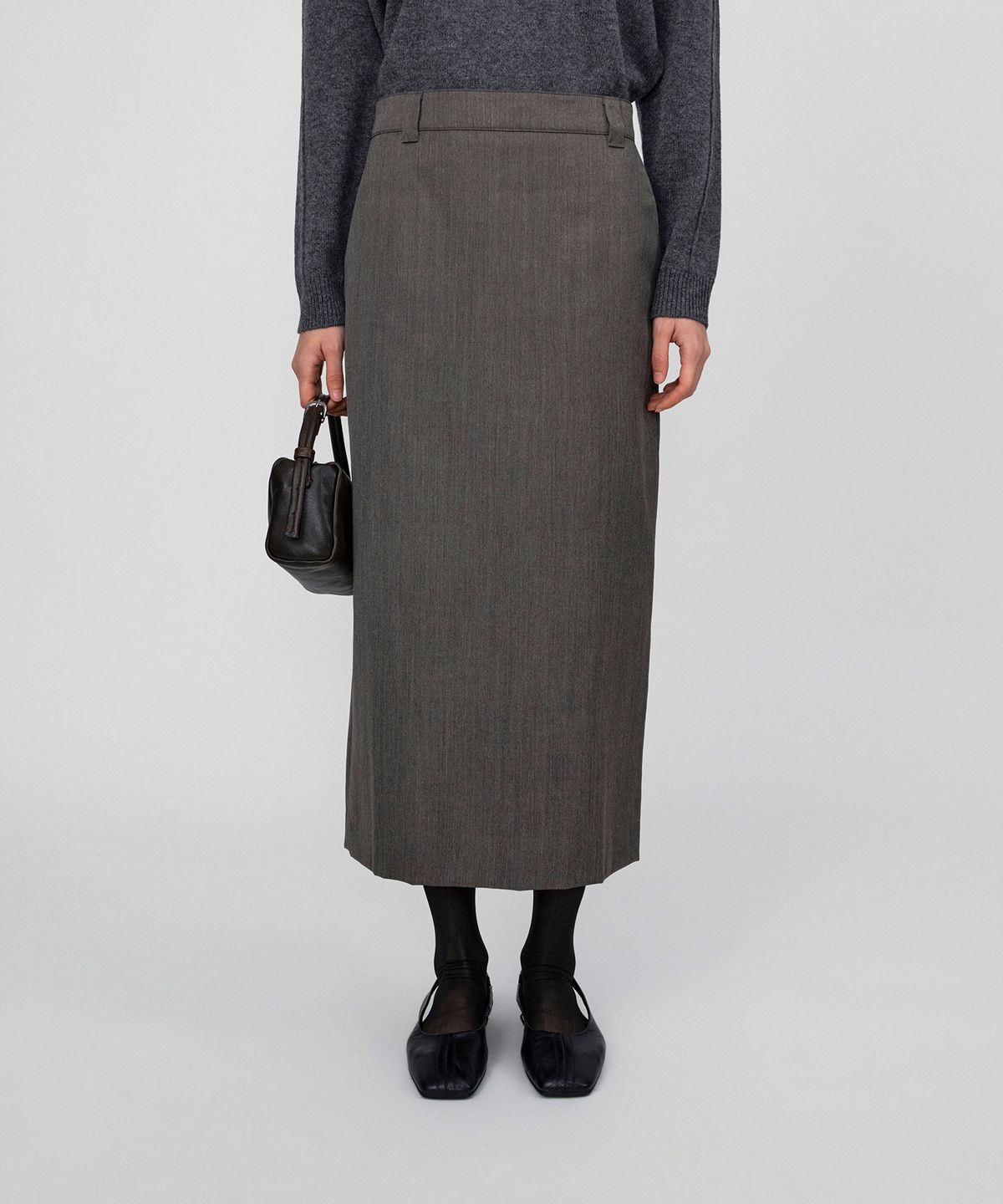 호이테(HEUTE) VALE WOOL STRAIGHT SKIRT (BROWN)