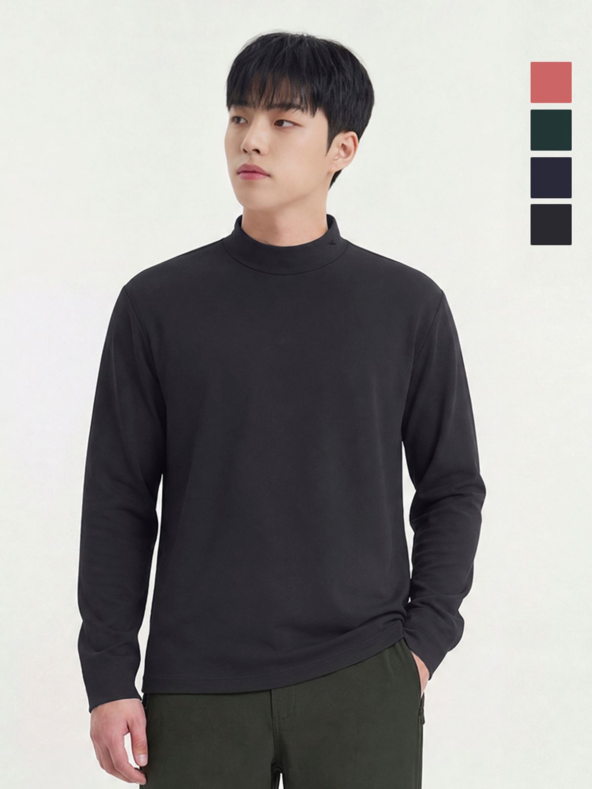 웨스트우드(WESTWOOD) 남성 히트커버 기모 반넥티셔츠_WO3MTTR401